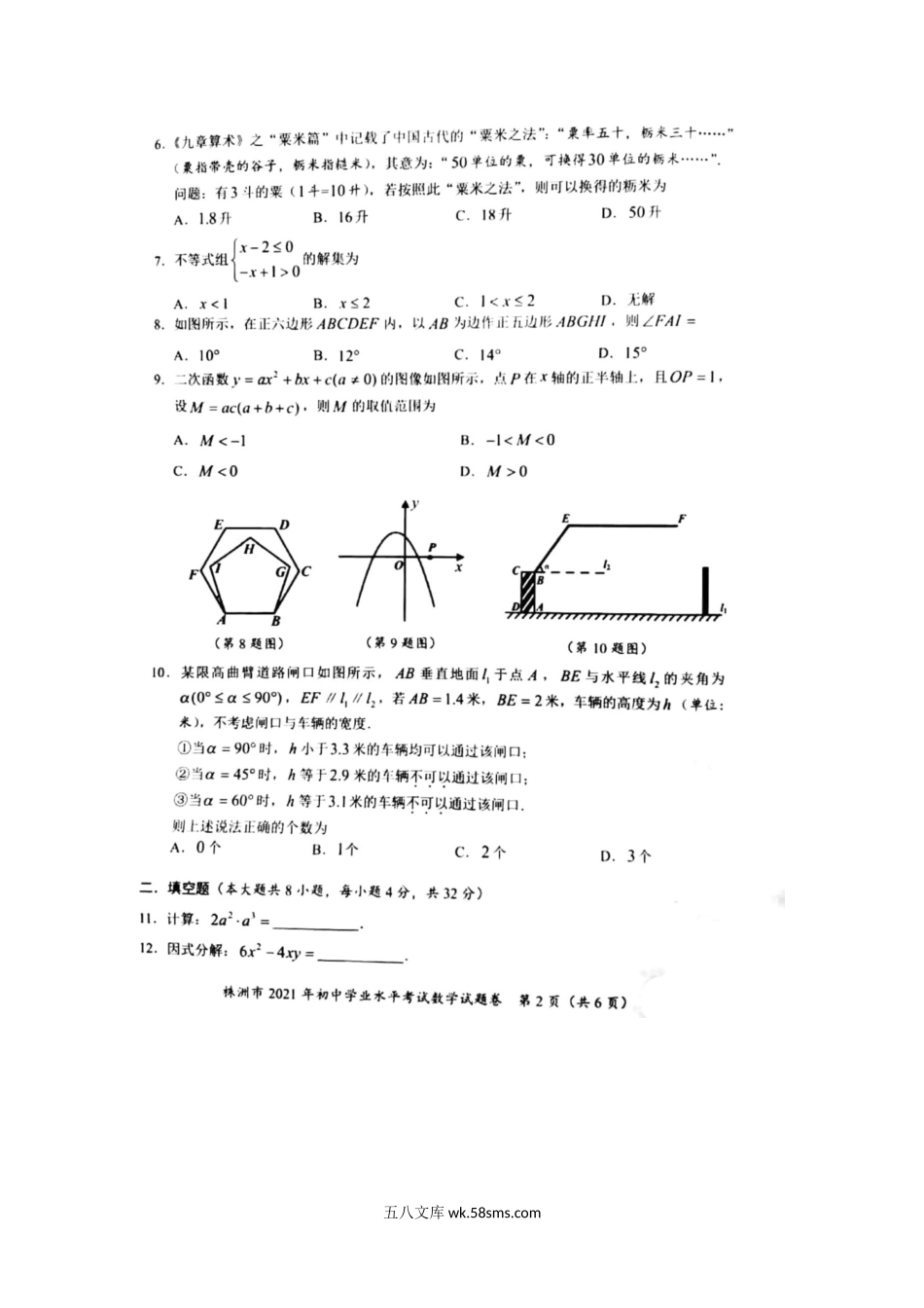 2021年湖南株洲中考数学真题.doc_第2页