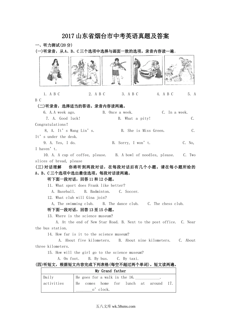 2017山东省烟台市中考英语真题及答案.doc_第1页