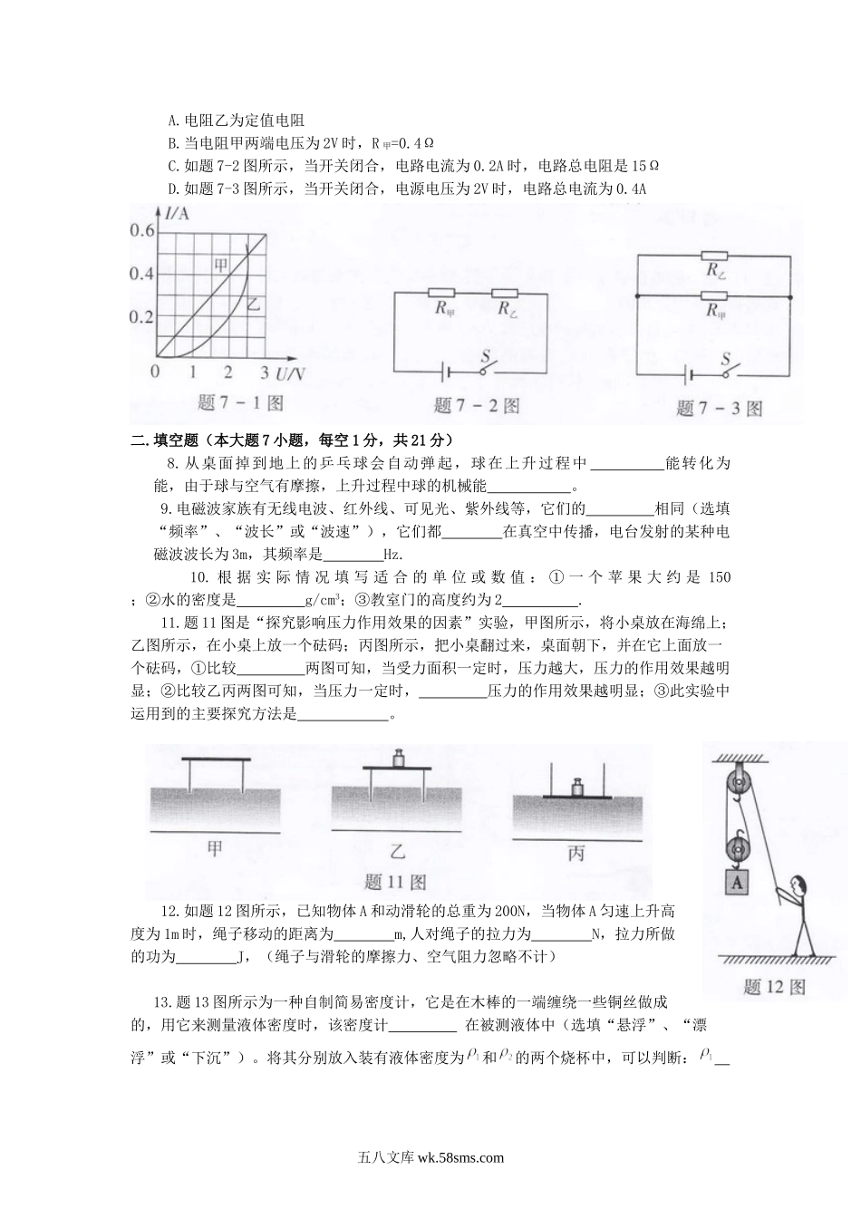 2015年广东省中山市中考物理真题及答案.doc_第2页