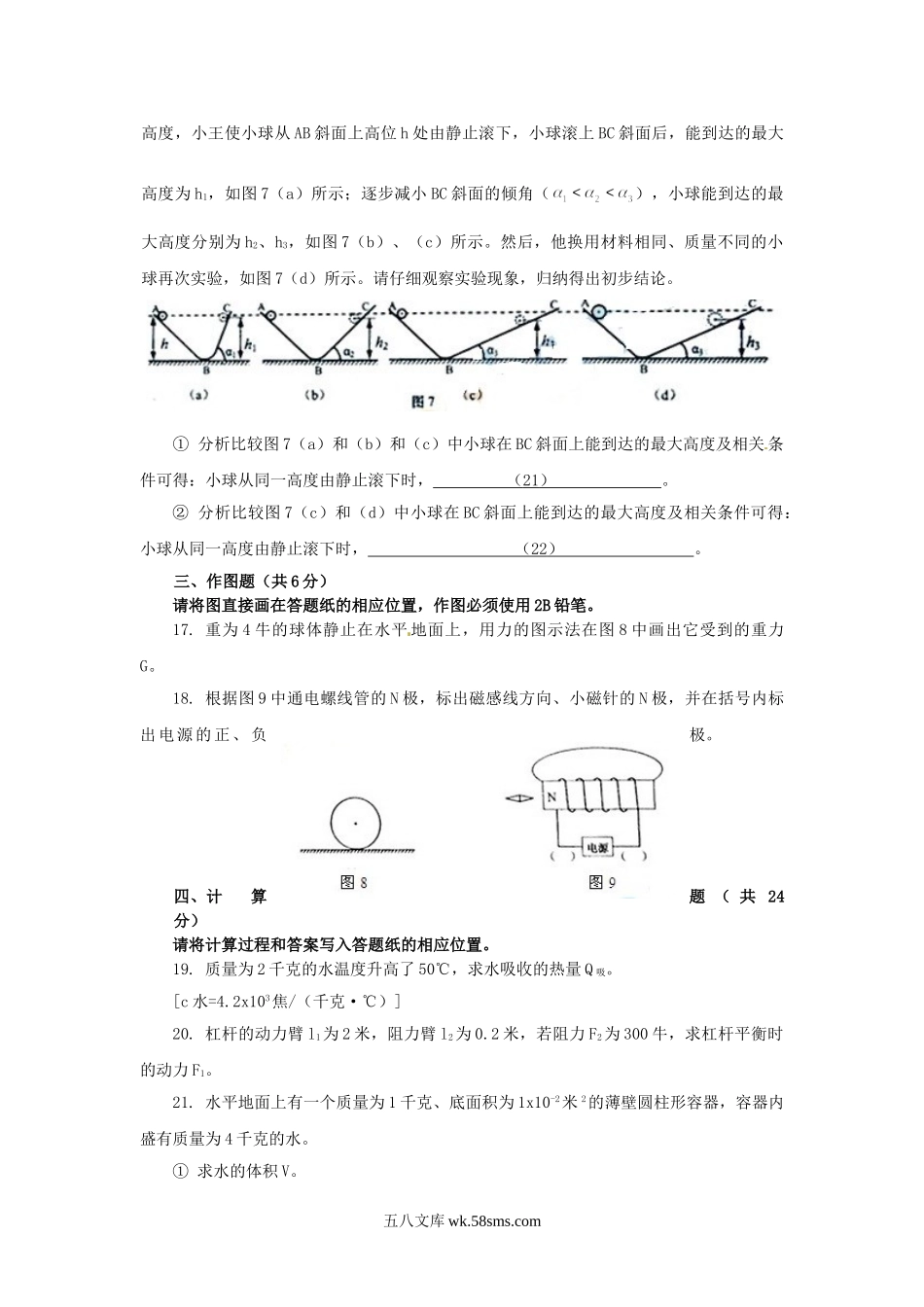 2012年上海闵行中考物理真题及答案.doc_第3页