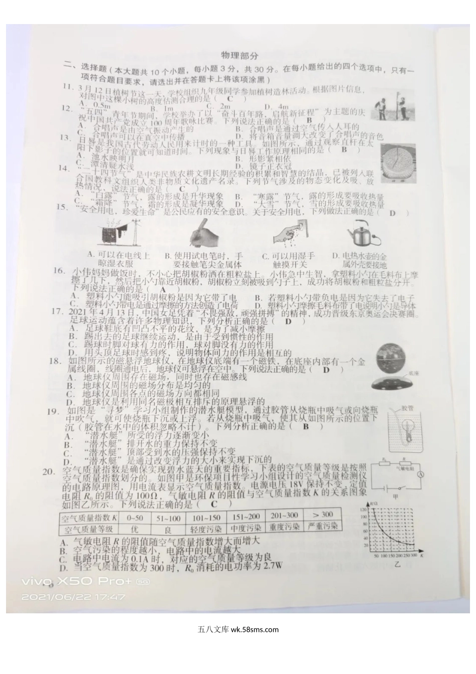 2021年山西晋城中考物理试题及答案.doc_第2页