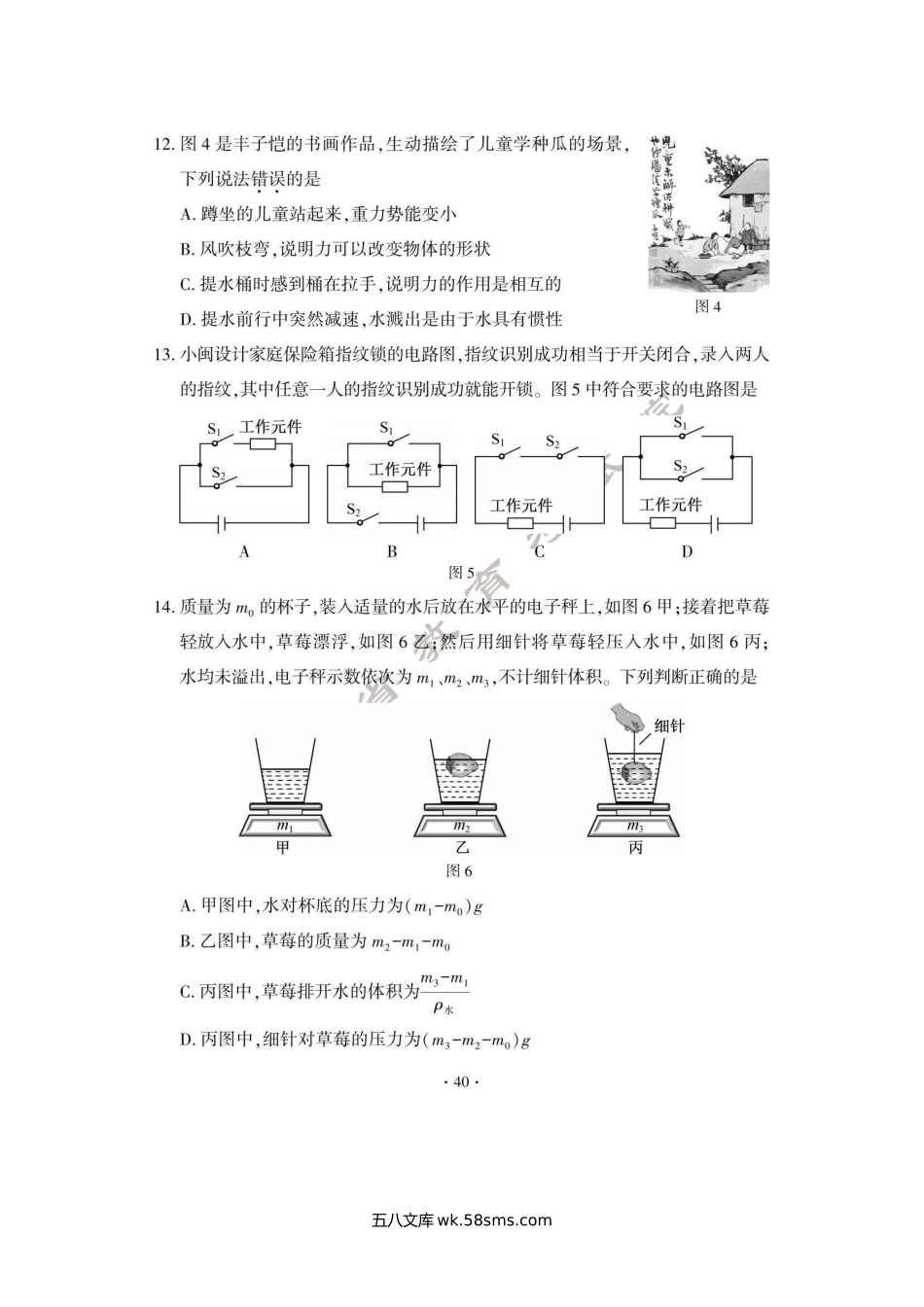 2024年福建漳州中考物理真题及答案.doc_第3页