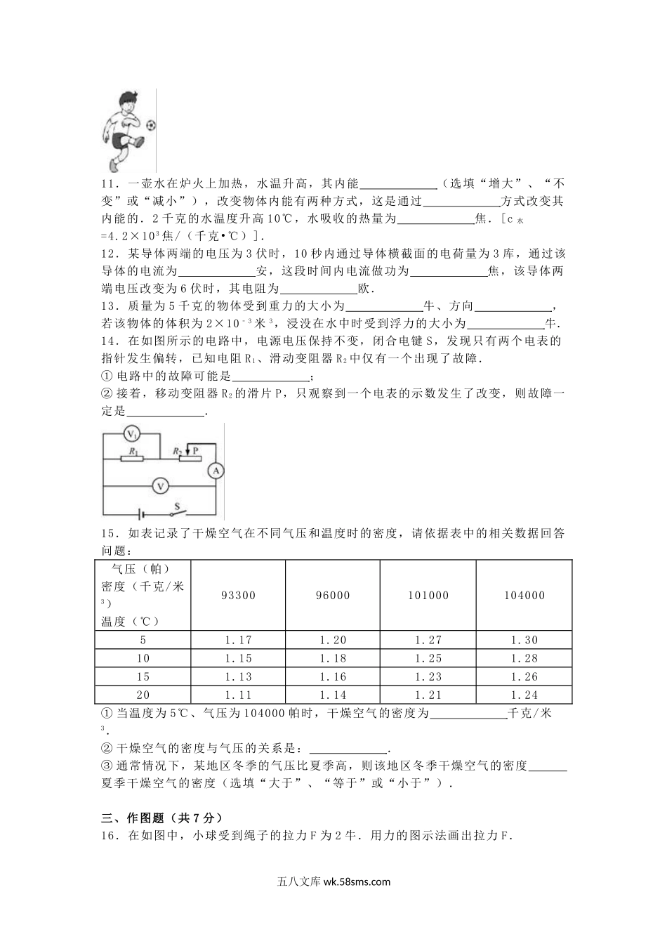 2016年上海闵行中考物理真题及答案.doc_第2页