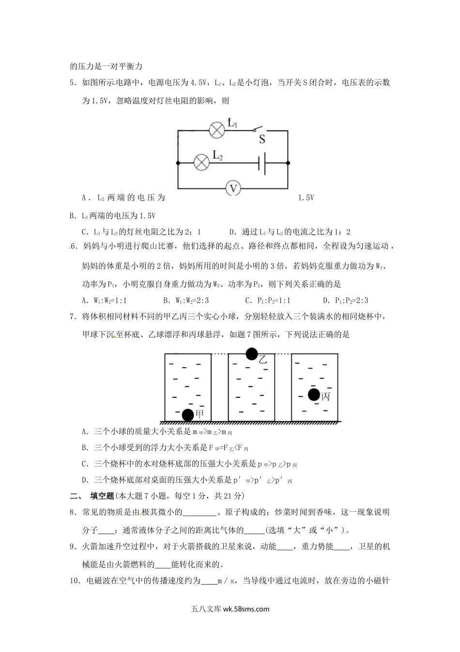 2017年广东省茂名市中考物理真题及答案.doc_第2页