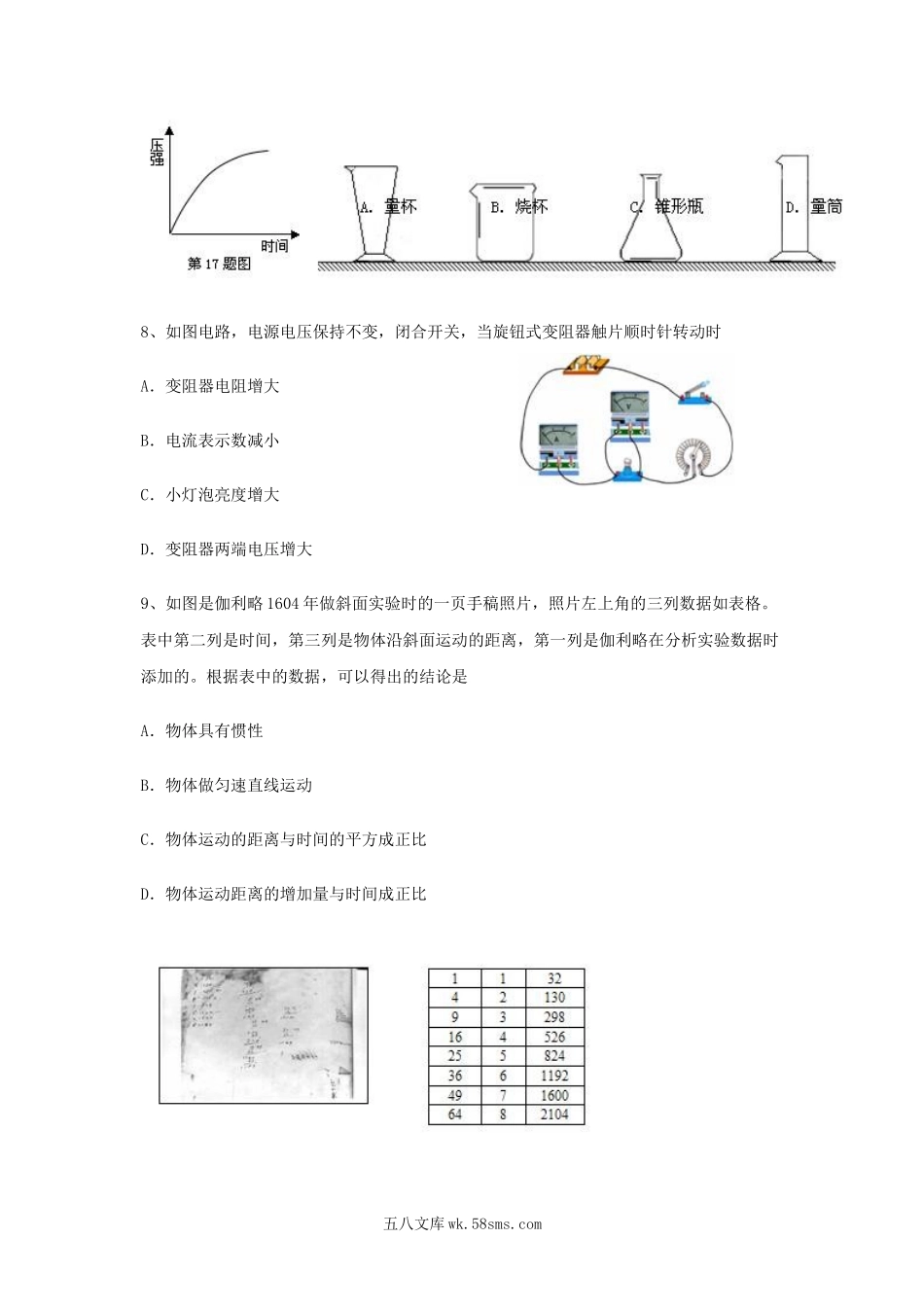 2014浙江省台州市中考物理真题及答案.doc_第3页