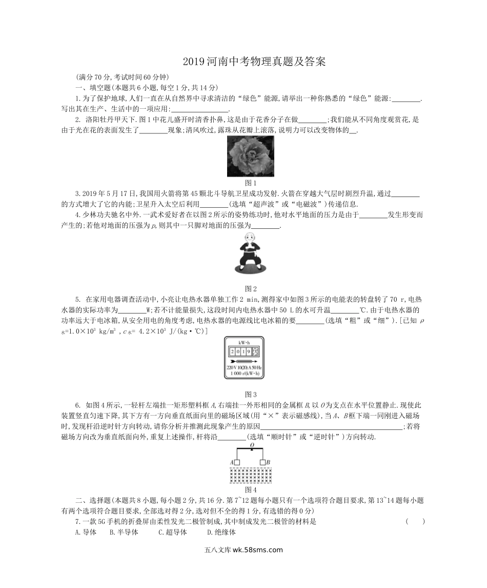 2019河南中考物理真题及答案.doc_第1页