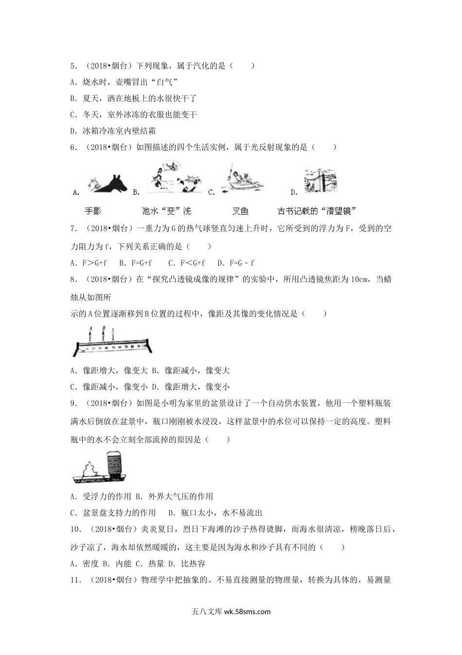 2018山东省烟台市中考物理真题及答案.doc_第2页