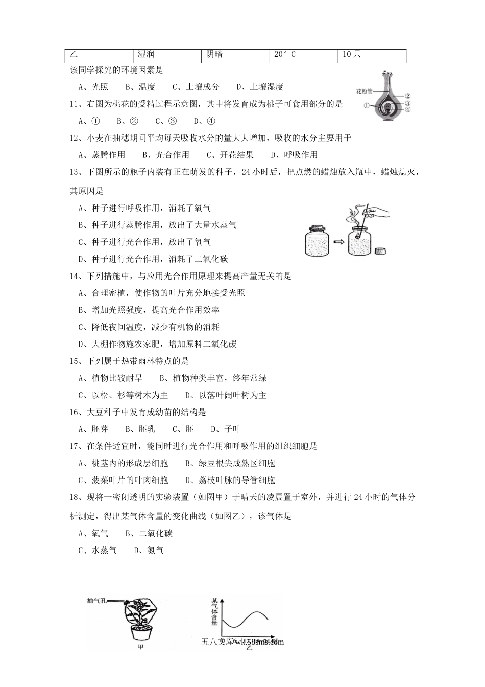 2012年广东省潮州市中考生物真题及答案.doc_第2页