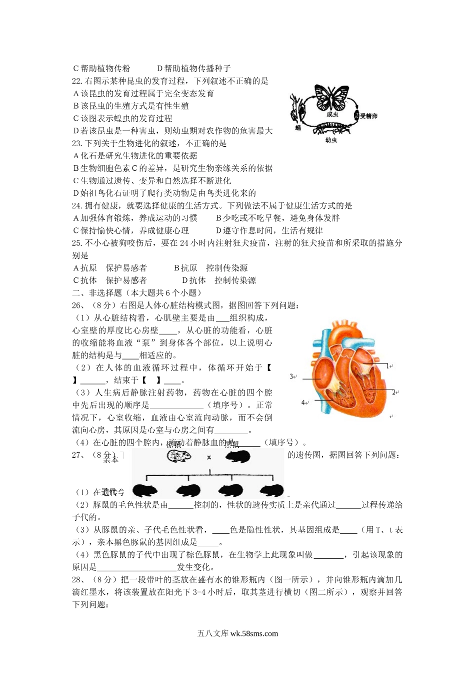 2012山东省聊城市中考生物真题及答案.doc_第3页