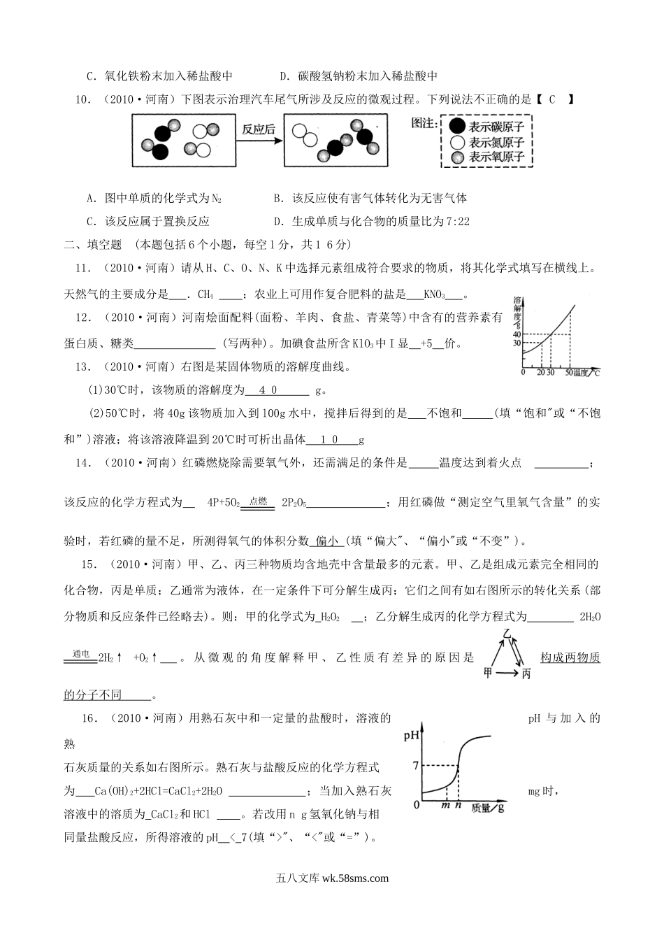 2010年河南漯河中考化学真题及答案.doc_第2页