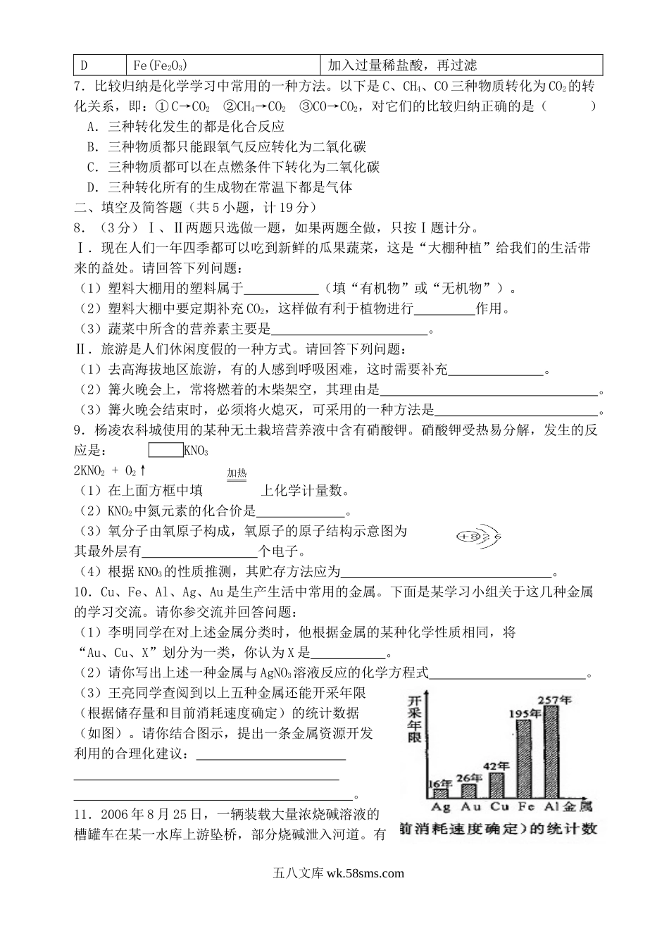 2007年陕西省榆林中考化学真题及答案.doc_第2页