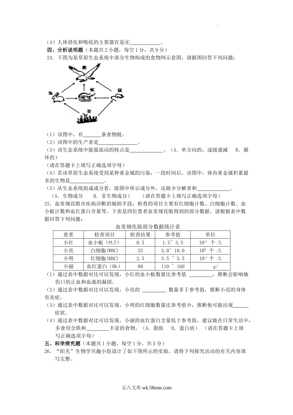 2015年辽宁省沈阳市中考生物真题及答案.doc_第3页