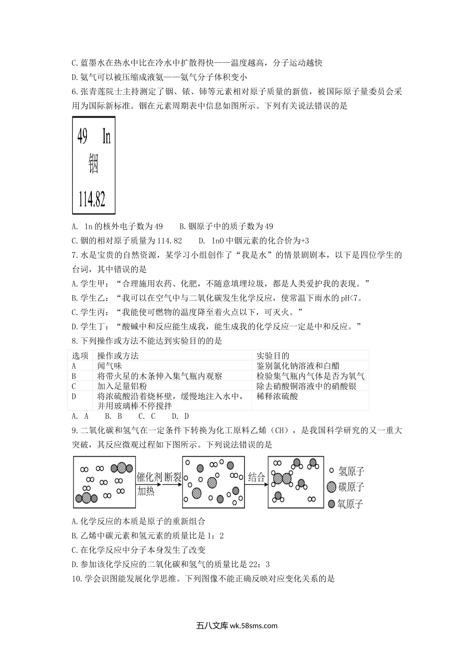 2023年内蒙古通辽市中考化学真题及答案.doc_第2页