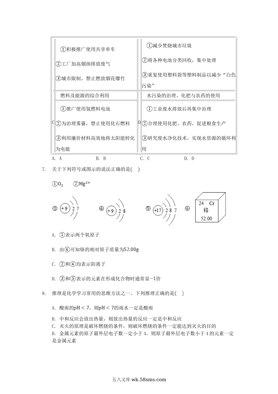 2019年宁夏固原中考化学真题及答案.doc_第2页