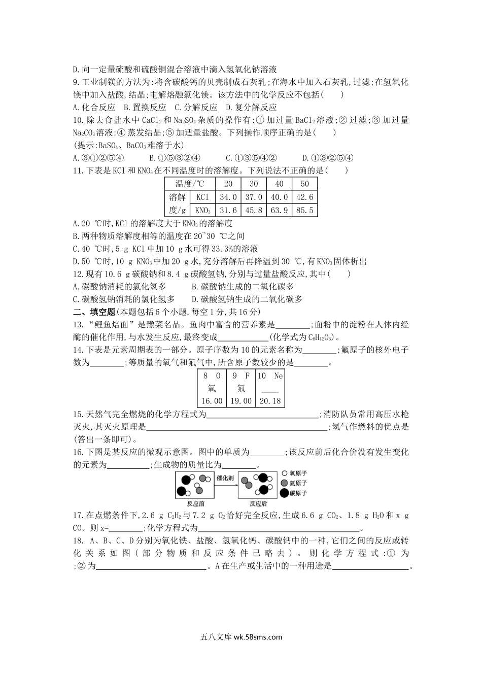 2015年河南新乡中考化学真题及答案.doc_第2页