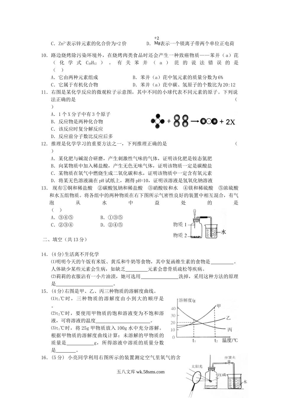 2014年宁夏石嘴山中考化学真题及答案.doc_第2页