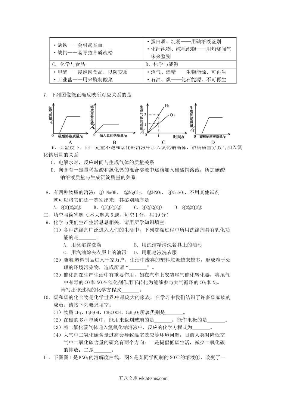 2014年内蒙古鄂尔多斯市中考化学真题及答案.doc_第2页