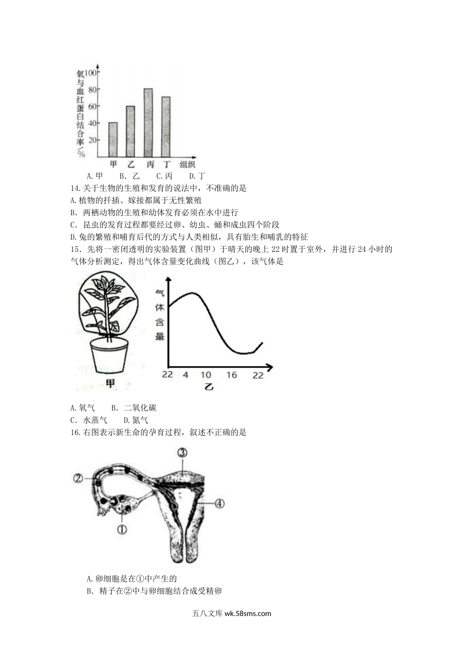 2016山东省日照市中考生物真题及答案.doc_第3页