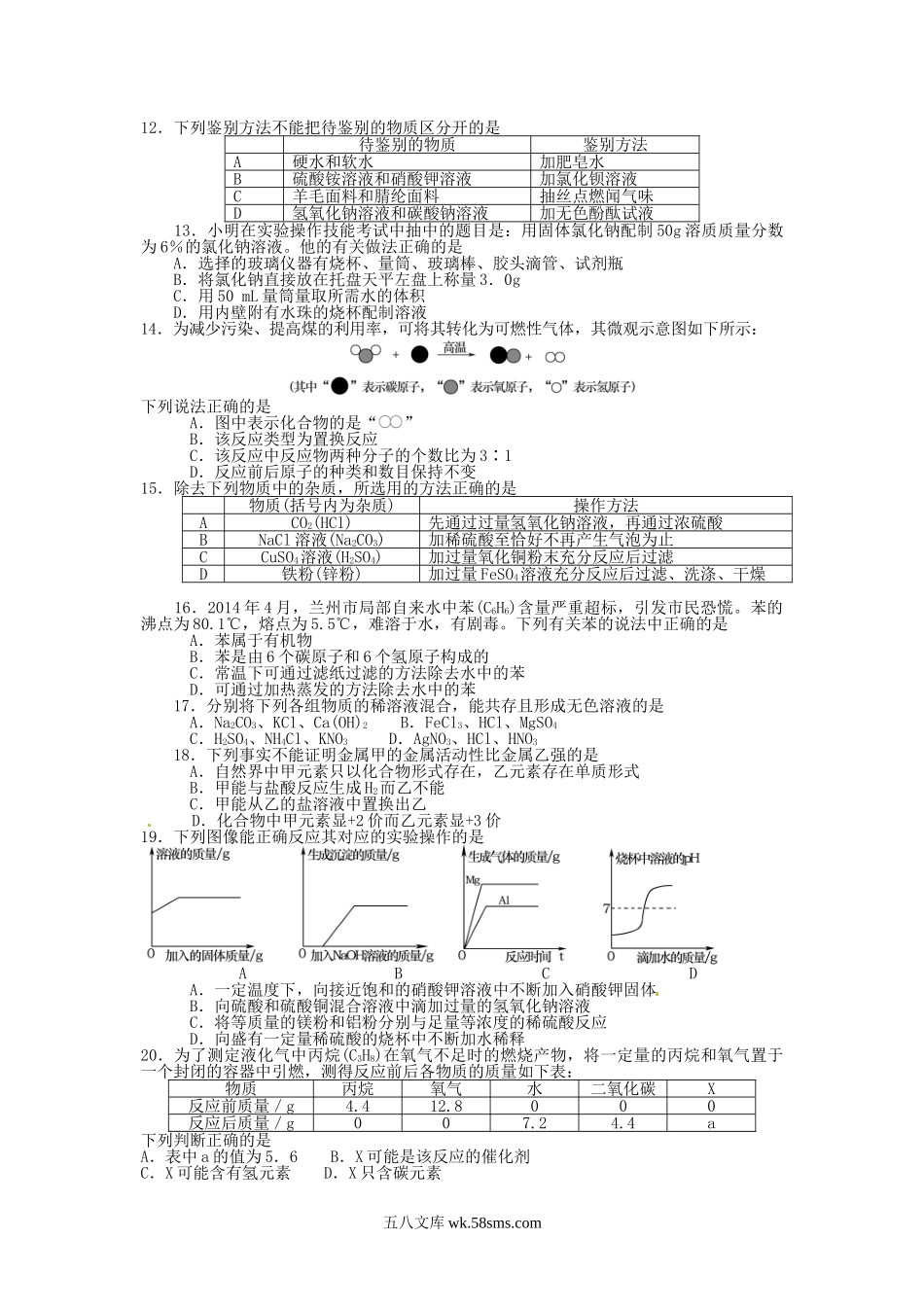 2014山东省烟台市中考化学真题及答案.doc_第2页