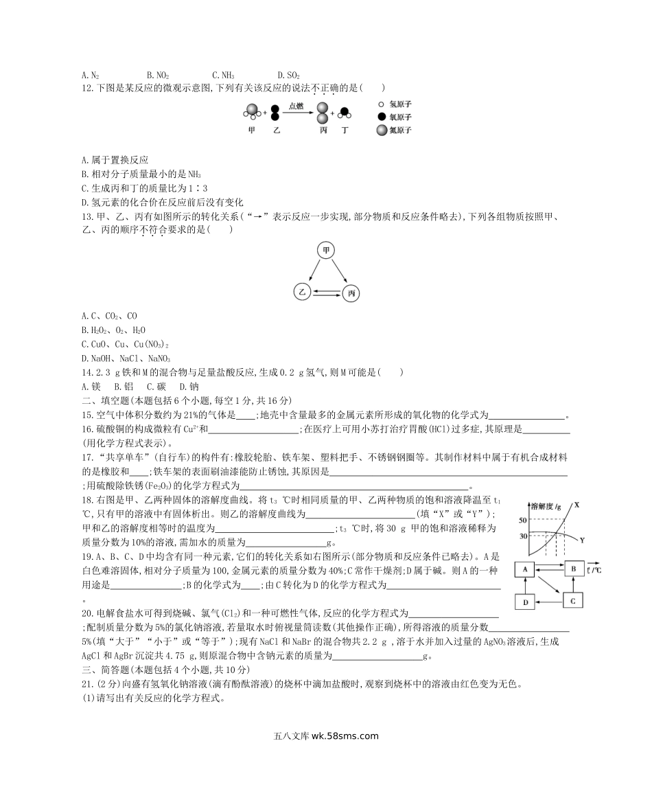 2017年河南信阳中考化学真题及答案.doc_第2页