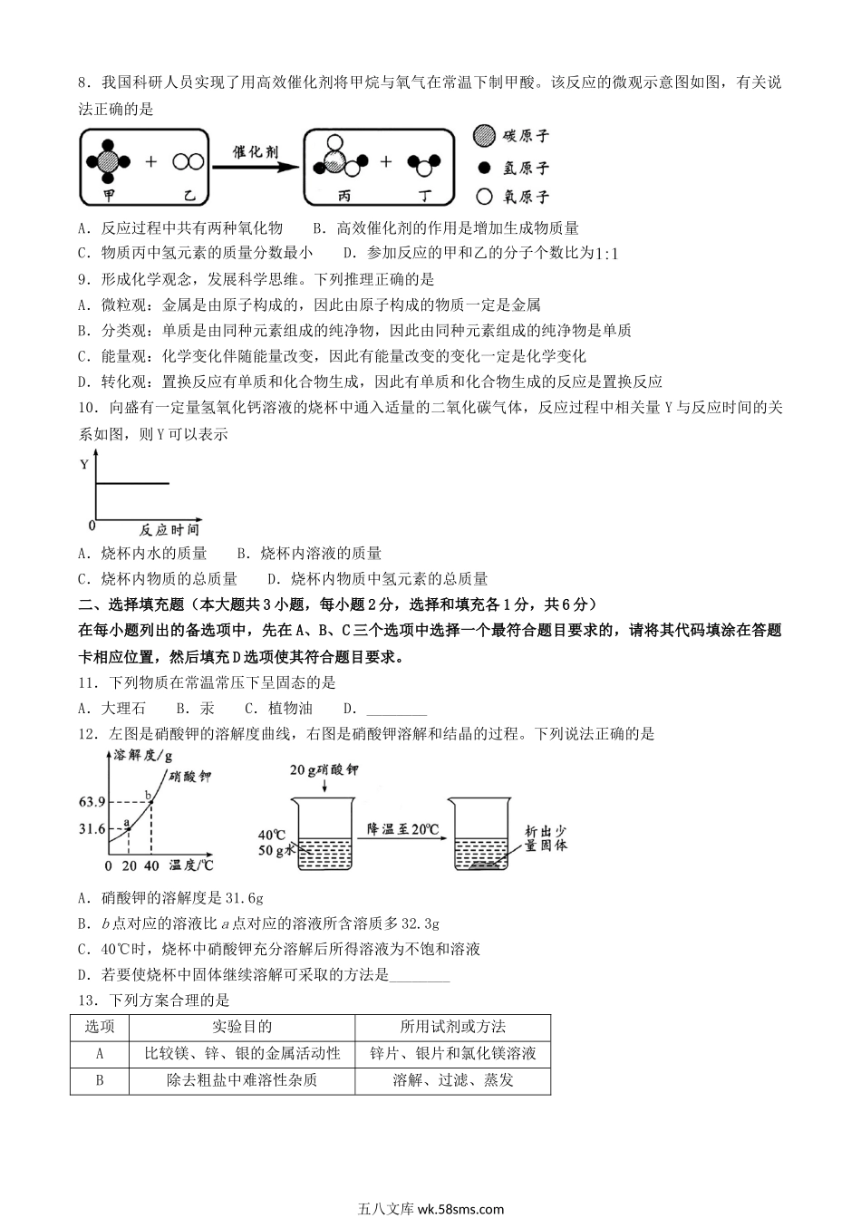 2024年江西萍乡中考化学试题及答案.doc_第2页