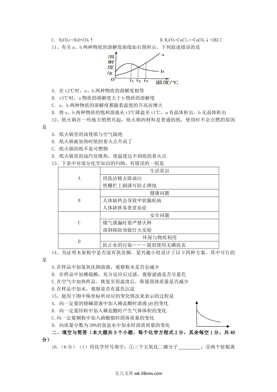 2009年云南曲靖中考化学真题及答案.doc_第2页