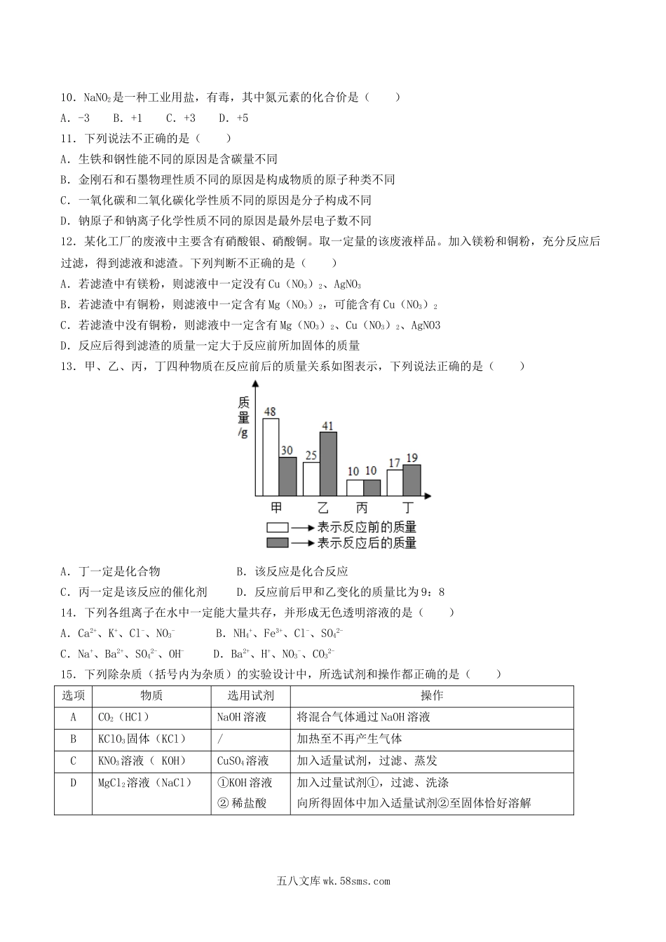 2018年辽宁省营口市中考化学真题及答案.doc_第2页