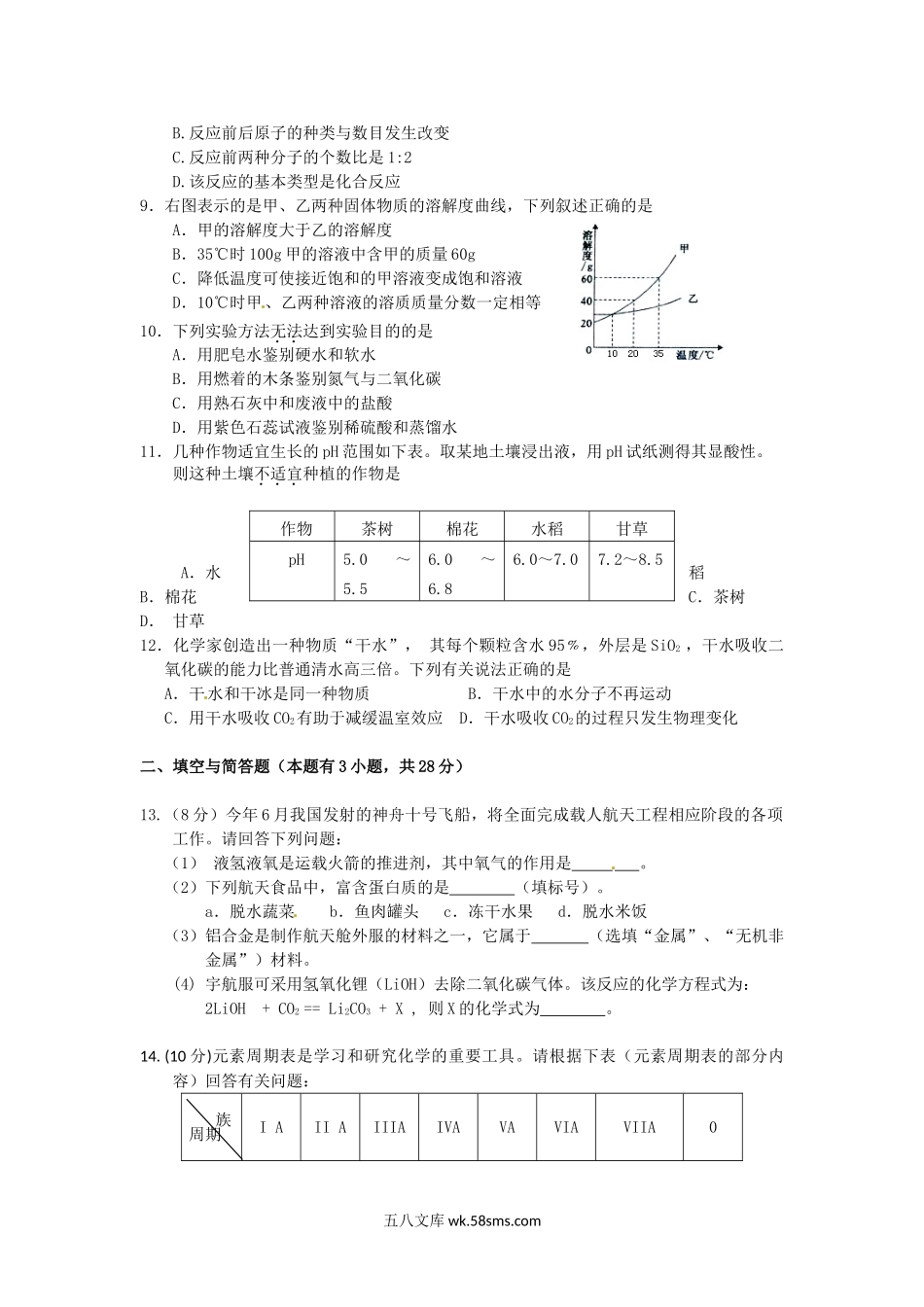 2013年福建省泉州市中考化学真题.doc_第2页