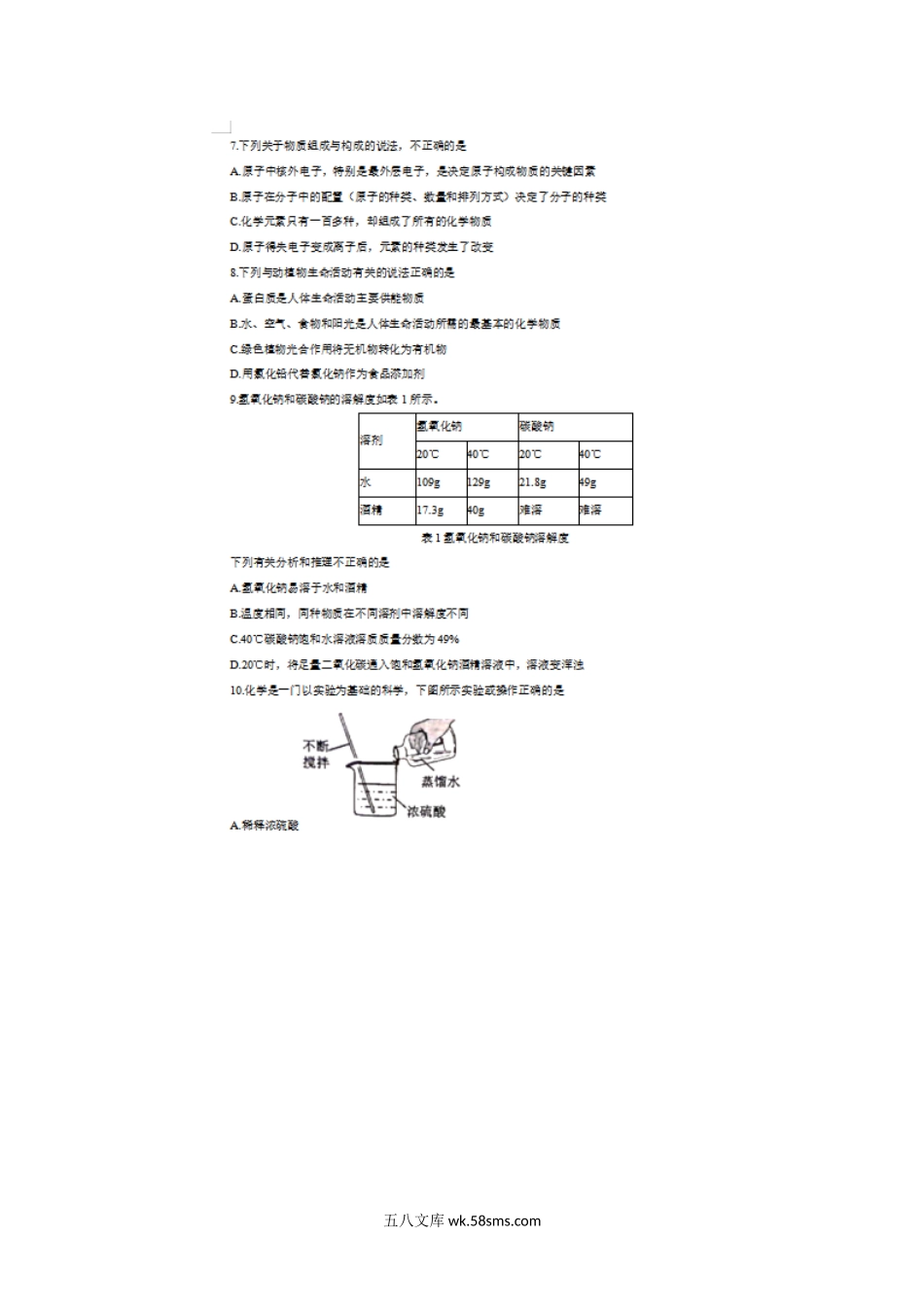 2020年山东威海中考化学真题及答案.doc_第3页