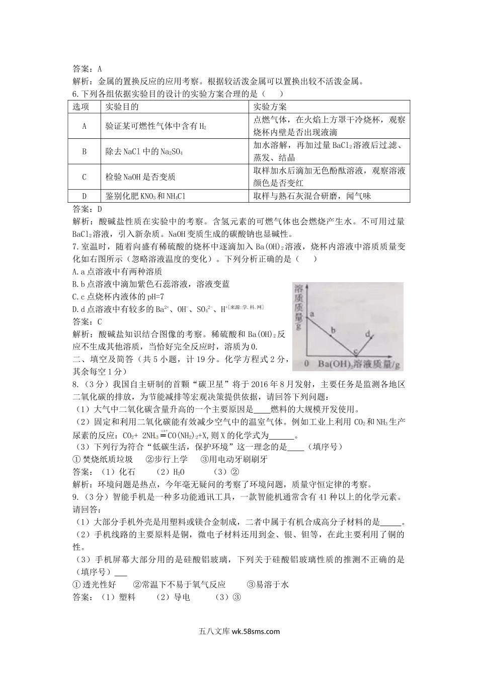 2016年陕西省商洛中考化学真题及答案.doc_第2页