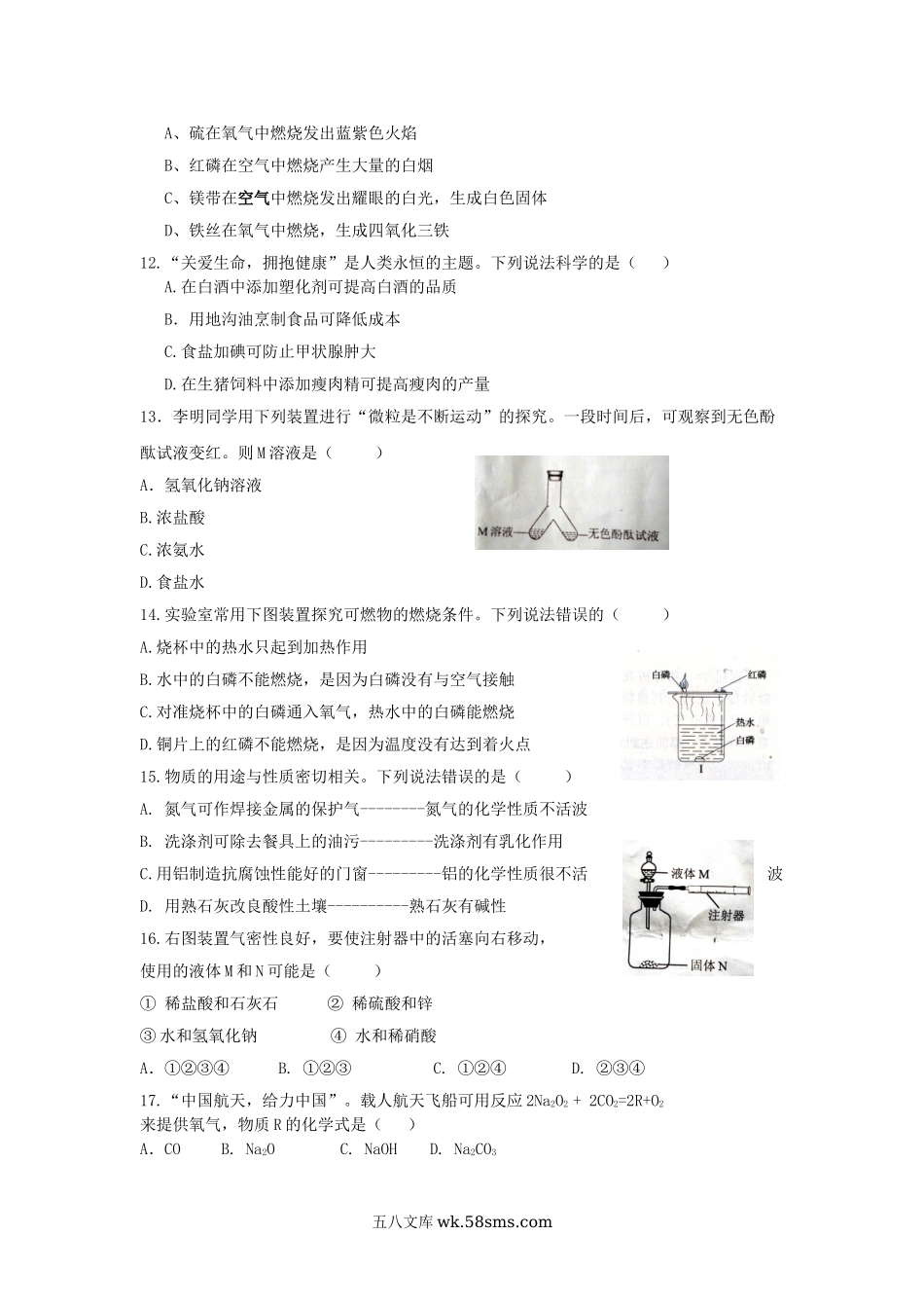 2013年云南丽江中考化学真题及答案.doc_第2页