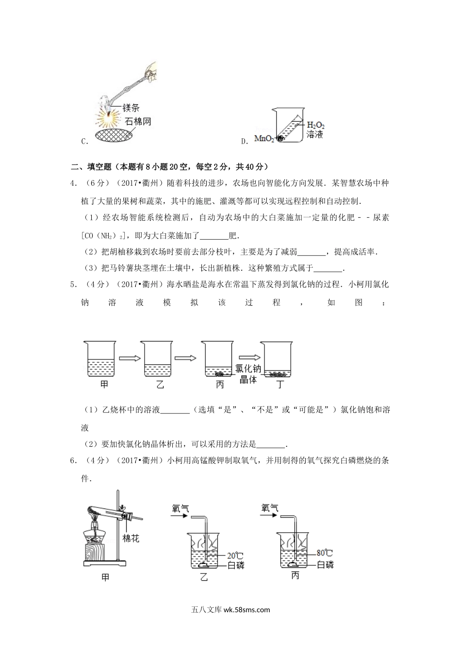 2017浙江省衢州市中考化学真题及答案.doc_第2页