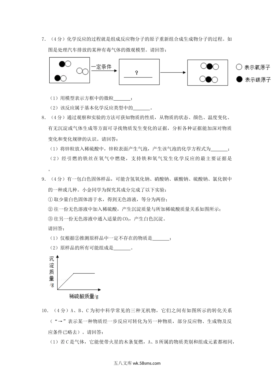 2019浙江省丽水市中考化学真题及答案.doc_第3页