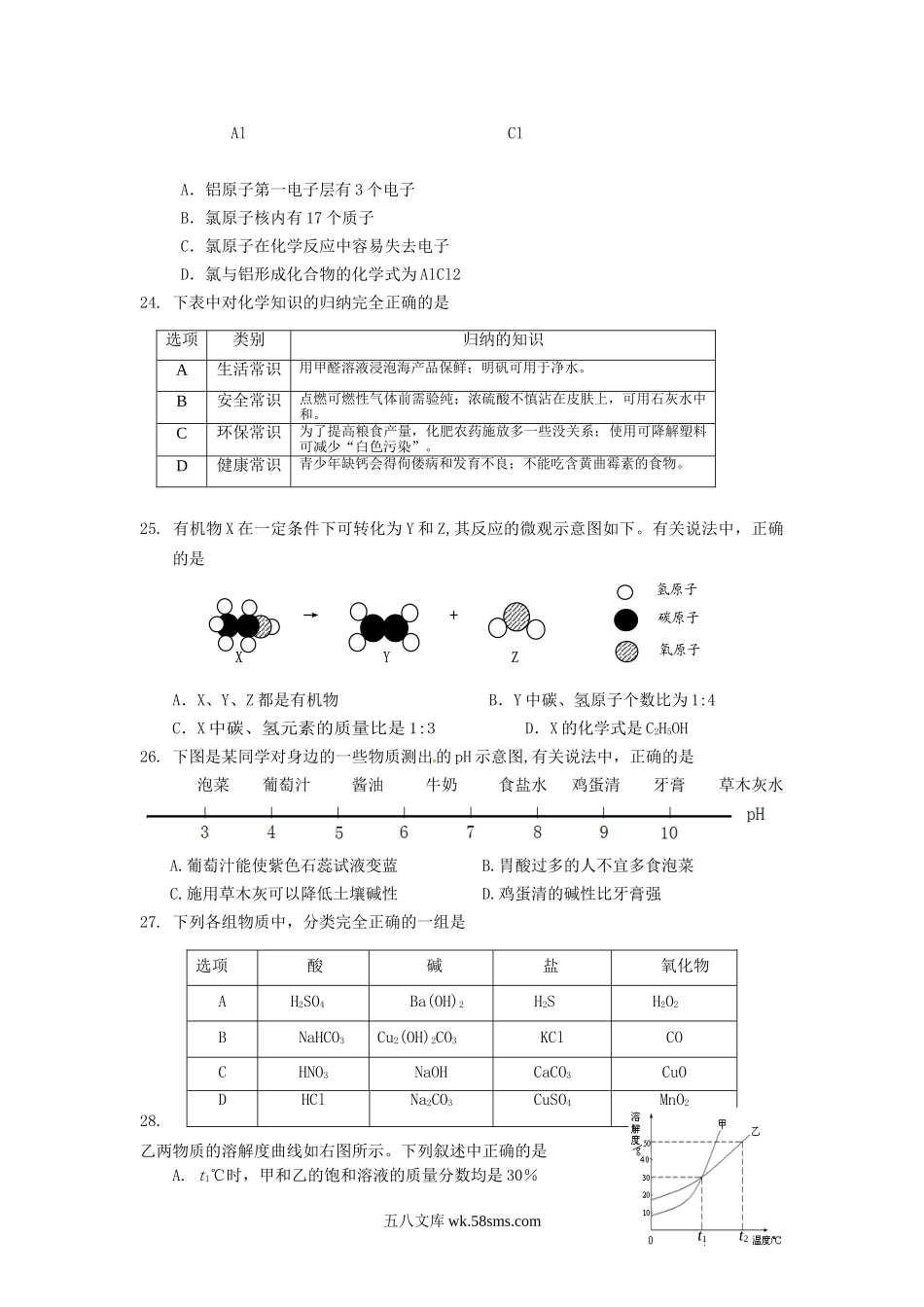 2014年四川省乐山市中考化学真题及答案.doc_第2页