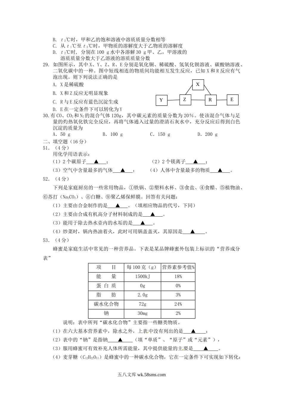 2014年四川省乐山市中考化学真题及答案.doc_第3页