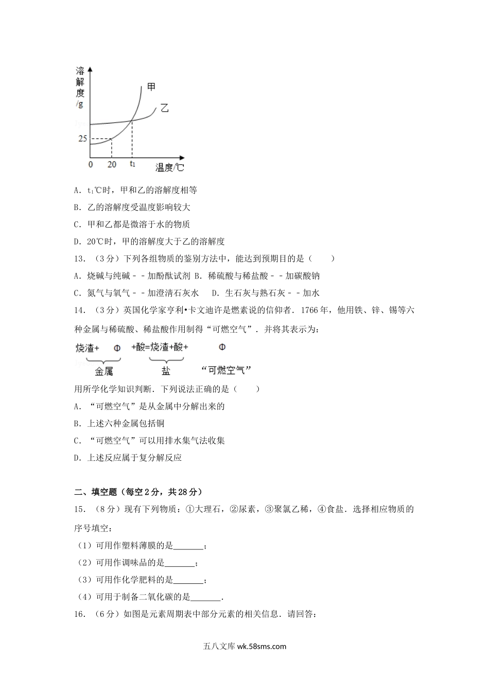 2017年海南省中考化学试卷及答案.doc_第3页