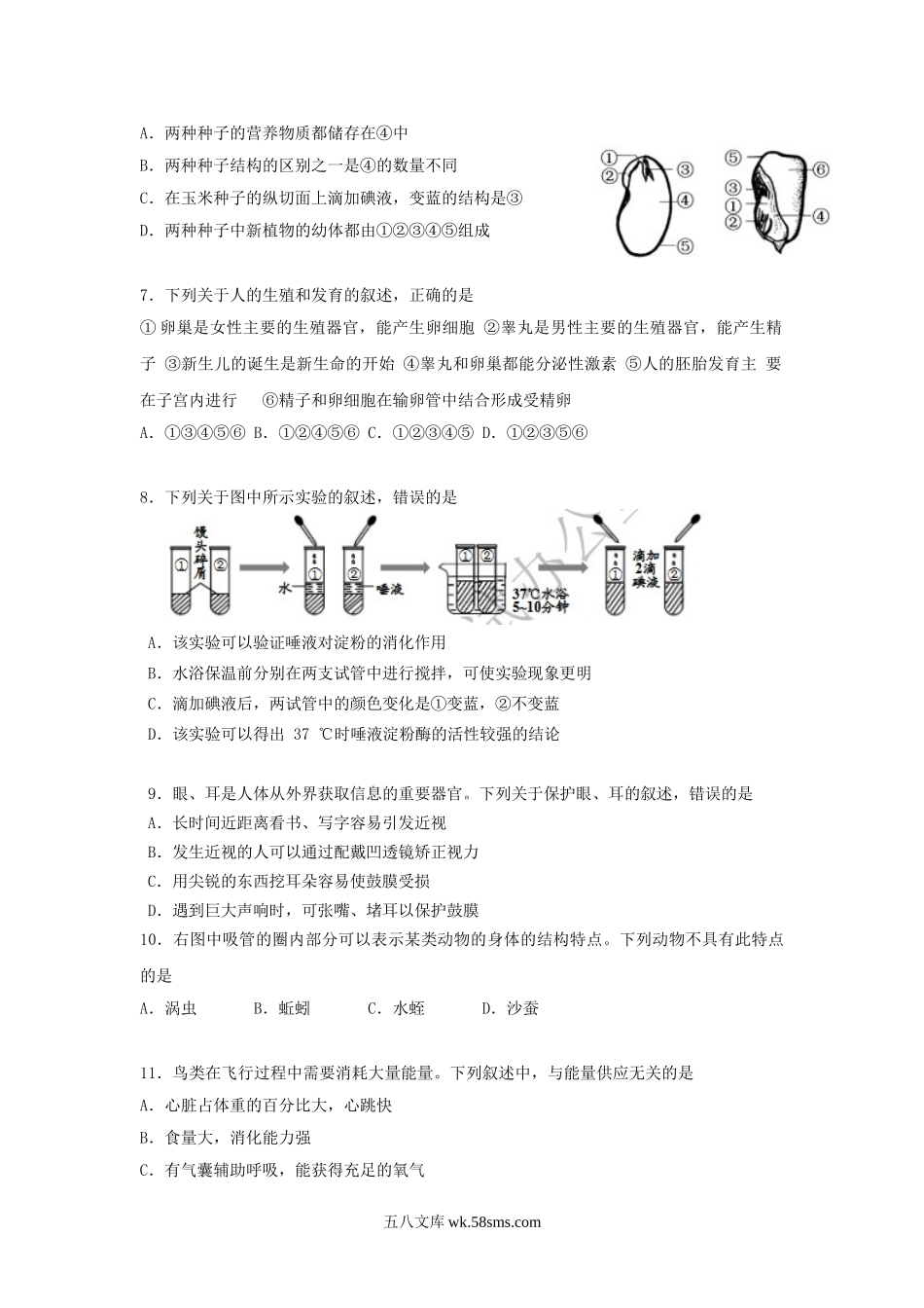 2018山东省青岛市中考生物真题及答案.doc_第2页