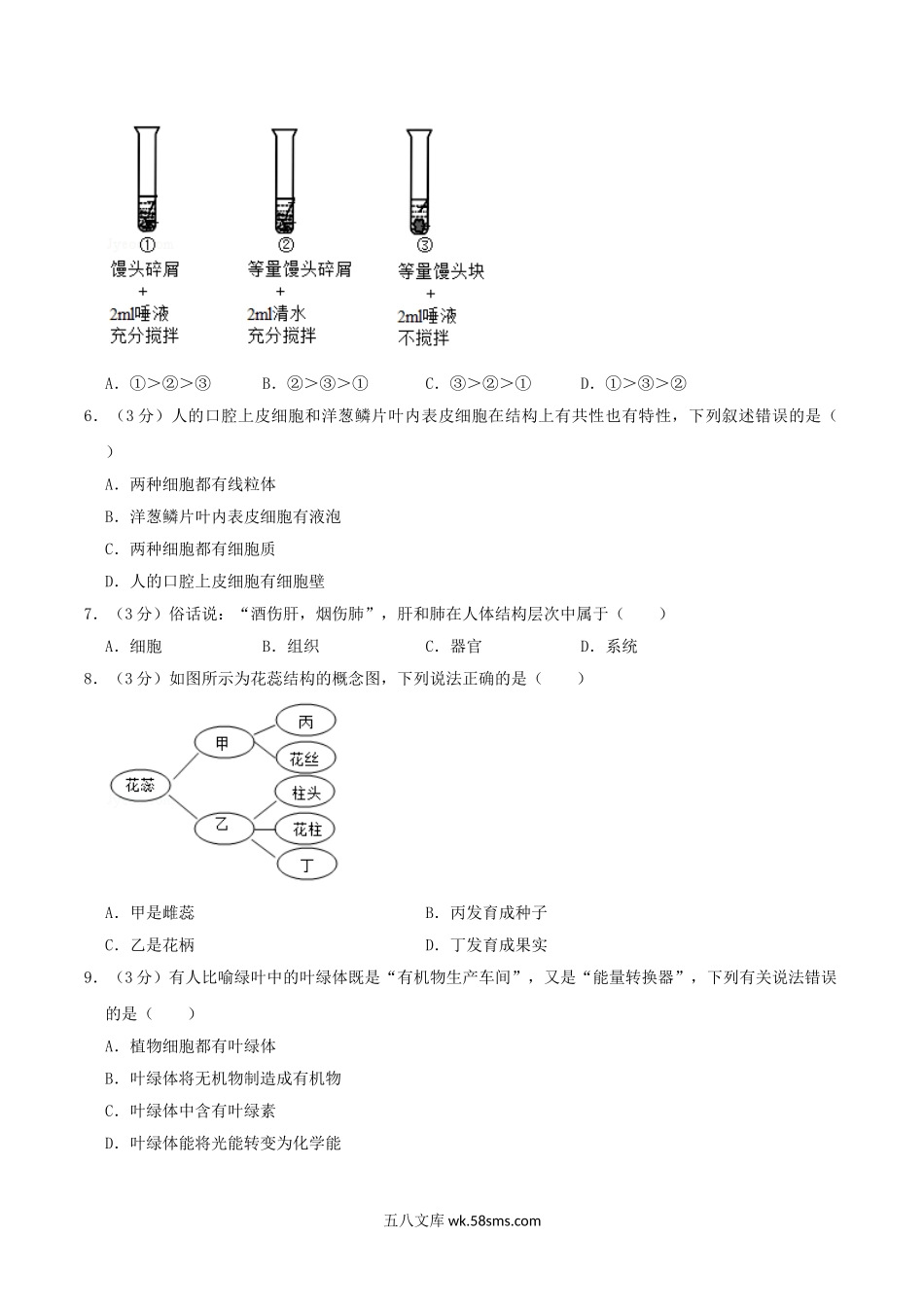 2019年四川省绵阳市中考生物真题及答案.doc_第2页