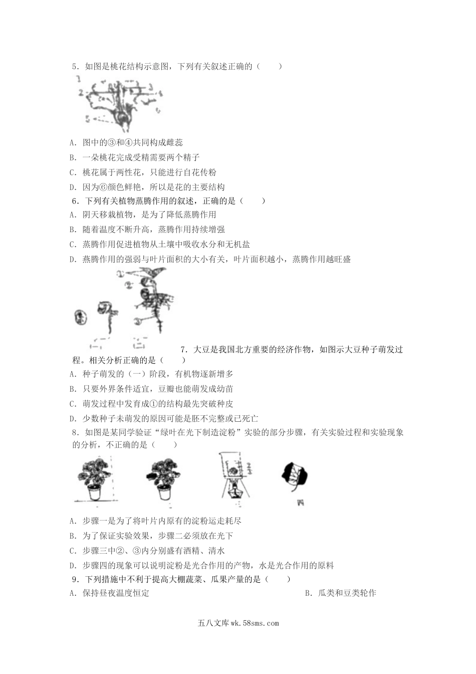 2019山东省滨州市中考生物真题及答案.doc_第2页