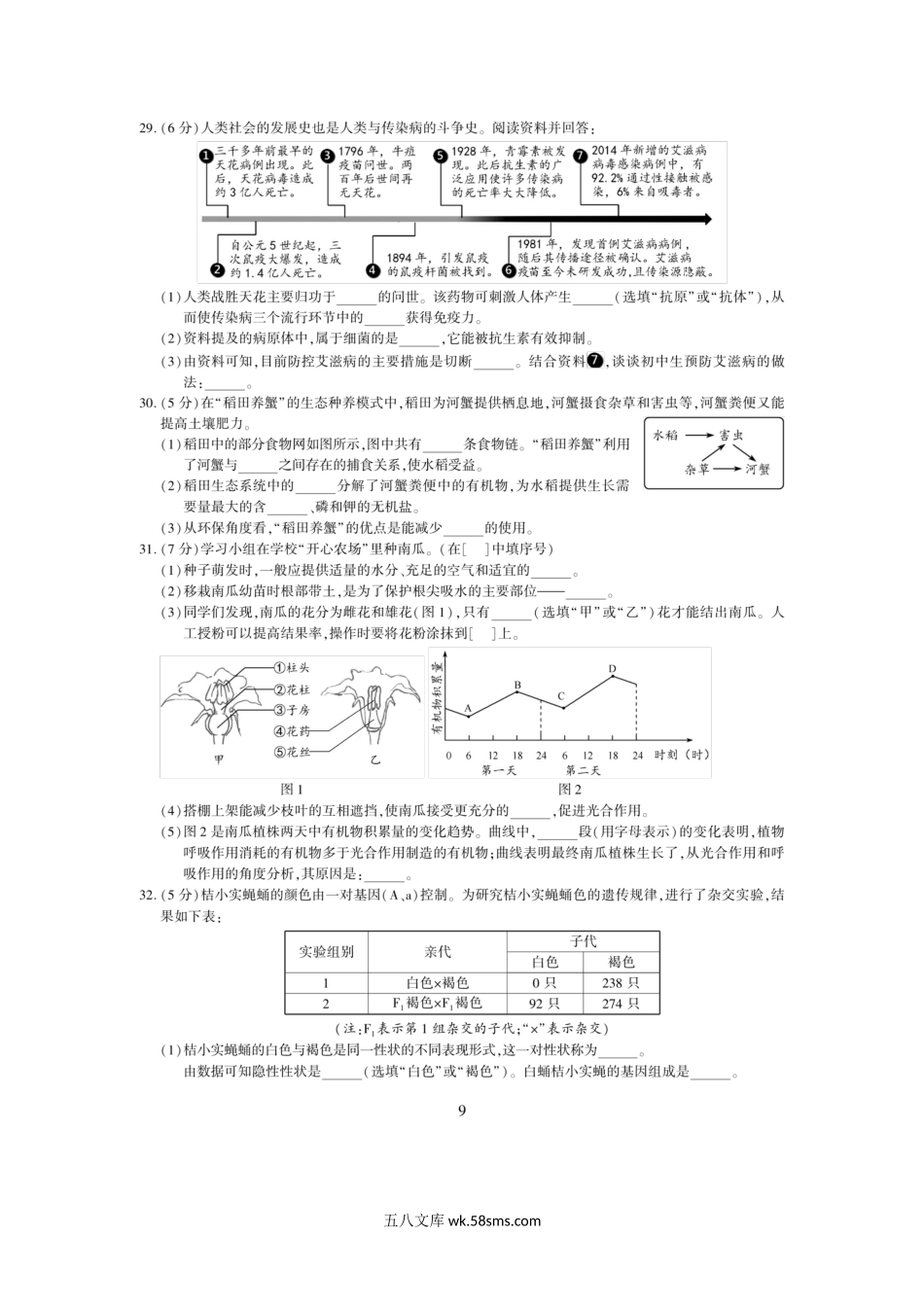 2020年福建南平中考生物试题及答案.doc_第3页