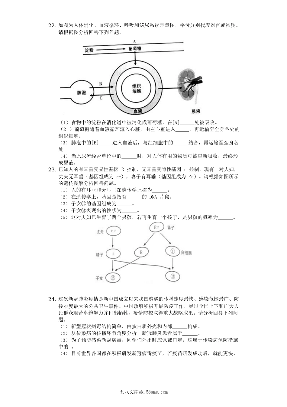 2020年甘肃省定西市中考生物真题及答案.doc_第3页