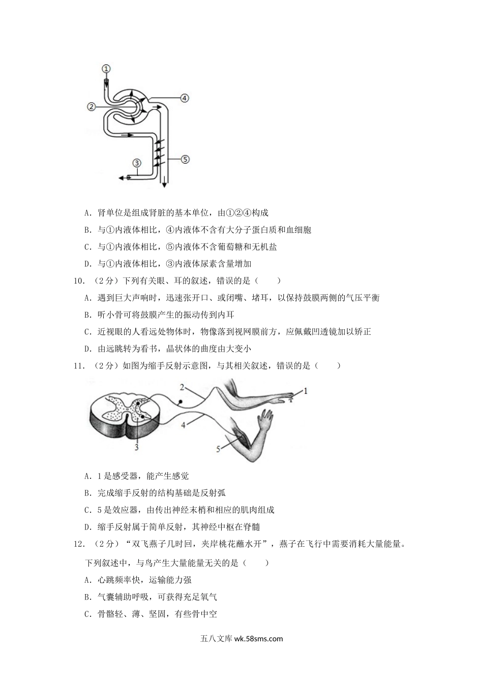 2020山东省聊城市中考生物真题及答案.doc_第3页