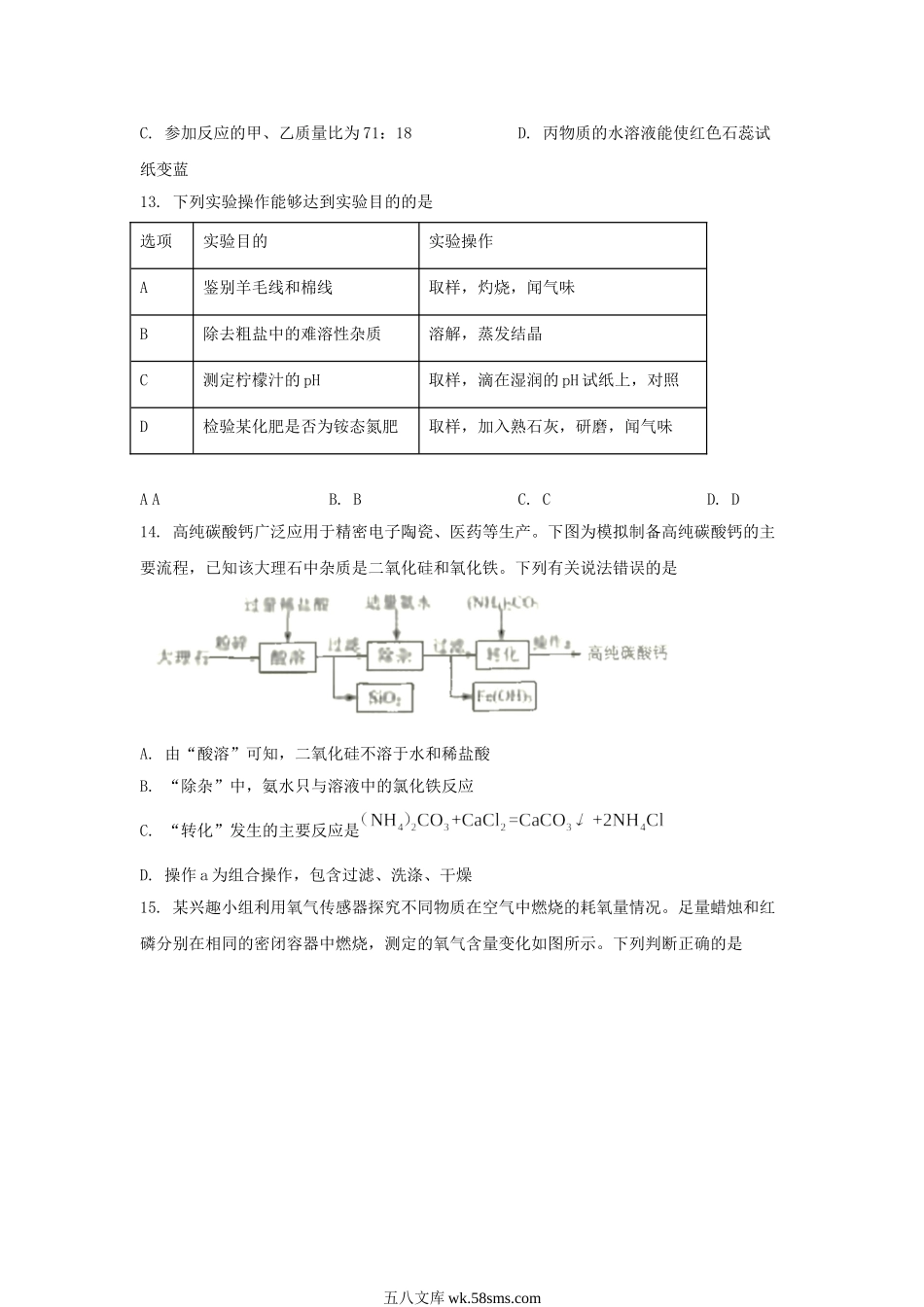 2022年江苏泰州中考化学试题及答案.doc_第3页