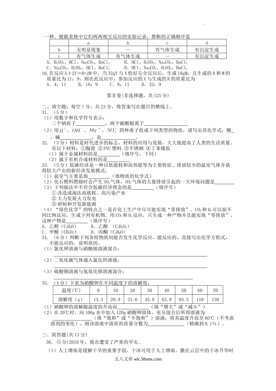 2010年四川省攀枝花市中考化学真题及答案.doc_第2页