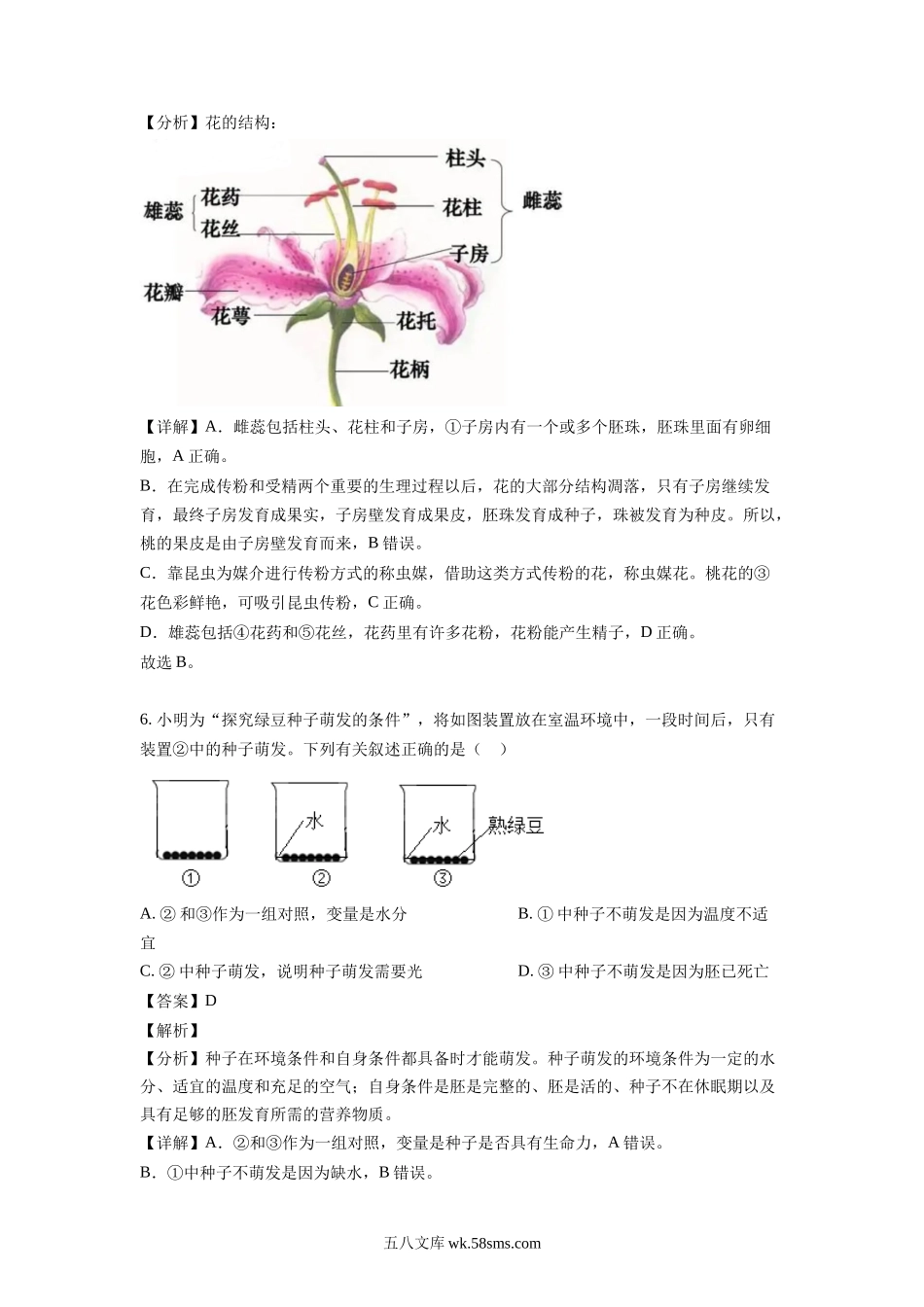 2022年吉林省吉林市中考生物试题及答案.doc_第3页