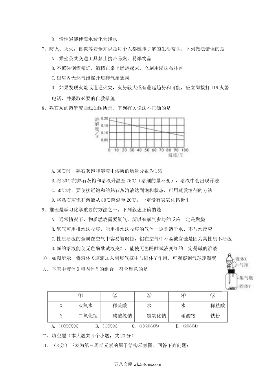 2017年新疆乌鲁木齐中考化学真题及答案.doc_第2页