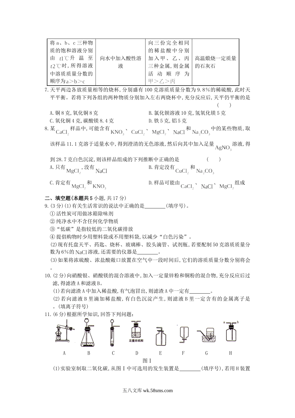 2014年内蒙古乌兰察布中考化学真题及答案.doc_第2页