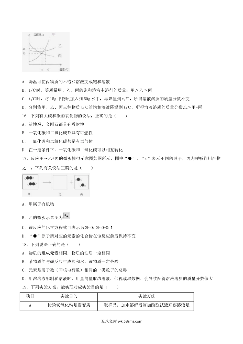 2018年广西南宁市中考化学真题及答案.doc_第3页