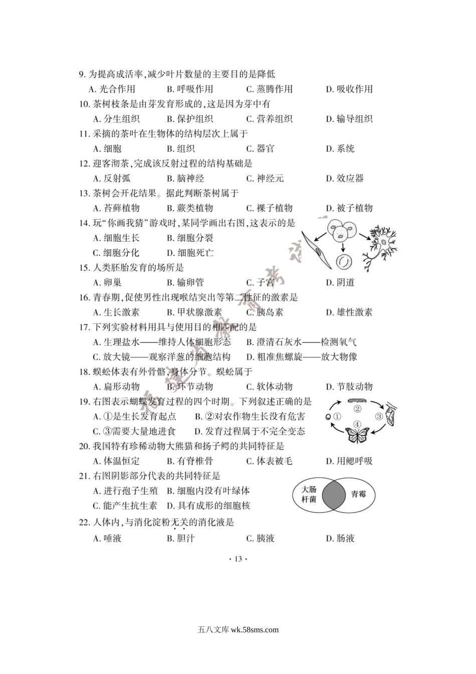 2023年福建南平中考生物试题及答案.doc_第2页