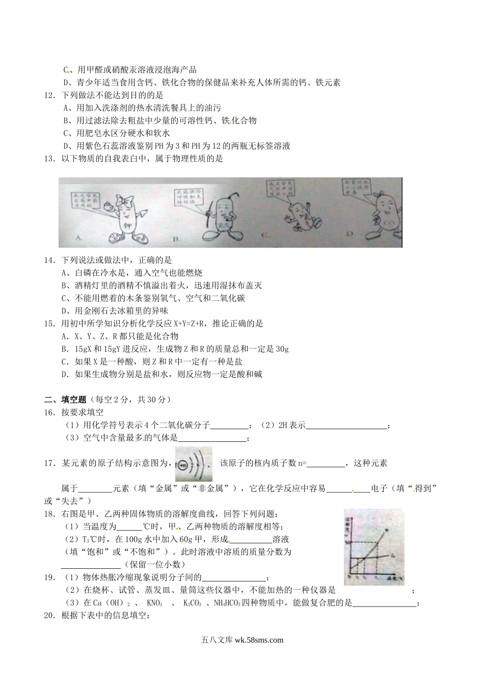 2015年湖南省湘西州中考化学真题及答案.doc_第2页